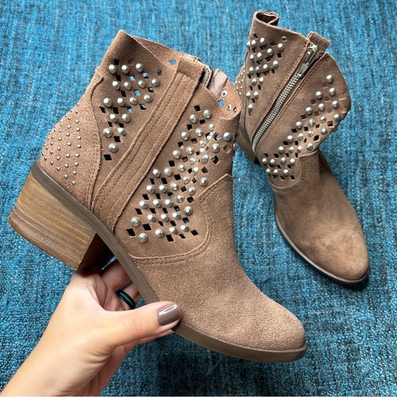Steve Madden Dude Studded Boots in Brown Suede - Picture 1 of 9